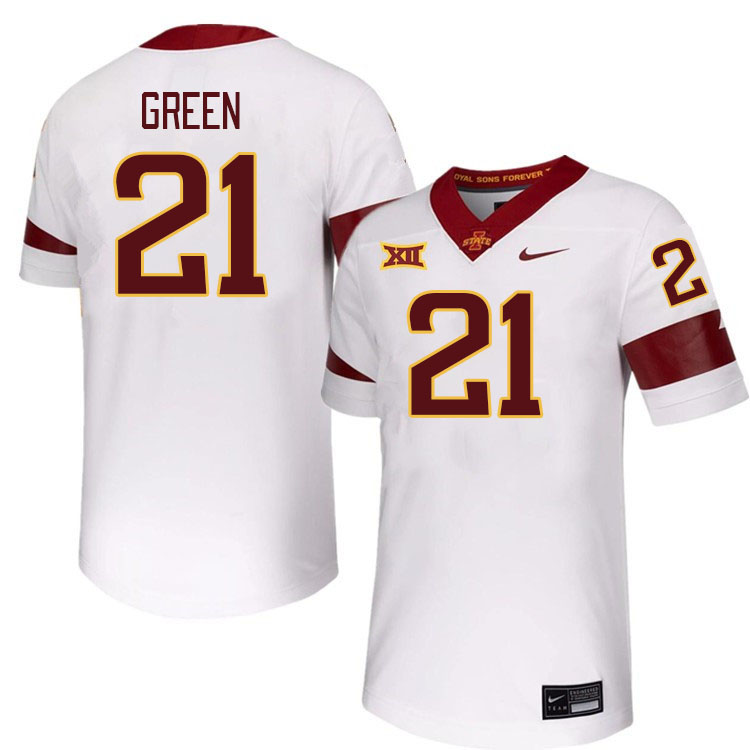 Men #21 Eli Green Iowa State Cyclones College Football Jerseys Stitched-White